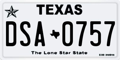 TX license plate DSA0757