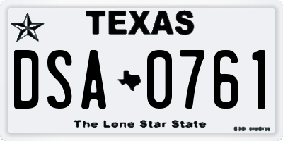 TX license plate DSA0761