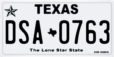 TX license plate DSA0763