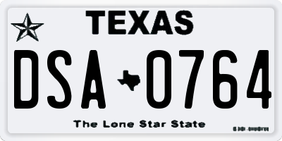 TX license plate DSA0764