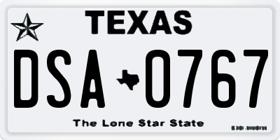 TX license plate DSA0767