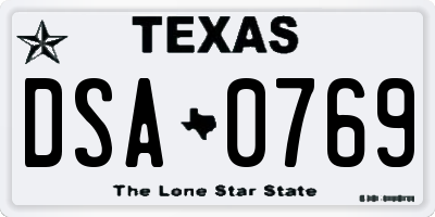 TX license plate DSA0769