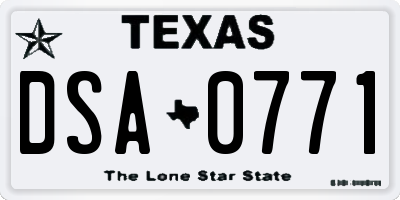 TX license plate DSA0771