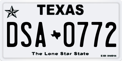 TX license plate DSA0772