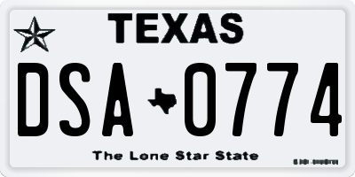 TX license plate DSA0774