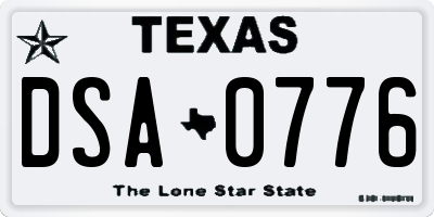 TX license plate DSA0776