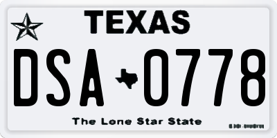 TX license plate DSA0778