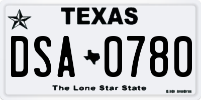 TX license plate DSA0780