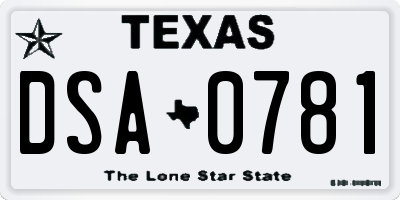 TX license plate DSA0781