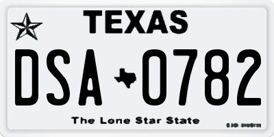 TX license plate DSA0782