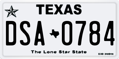 TX license plate DSA0784