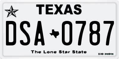 TX license plate DSA0787