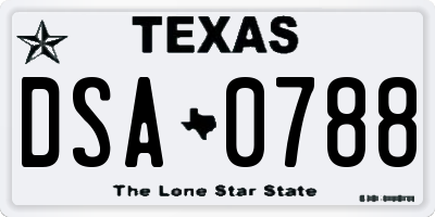 TX license plate DSA0788