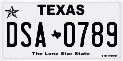 TX license plate DSA0789