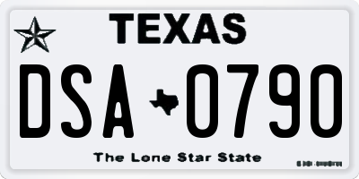 TX license plate DSA0790
