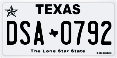 TX license plate DSA0792