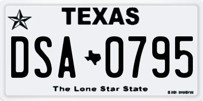 TX license plate DSA0795