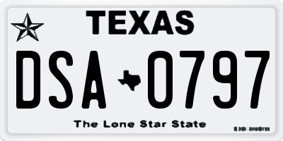 TX license plate DSA0797