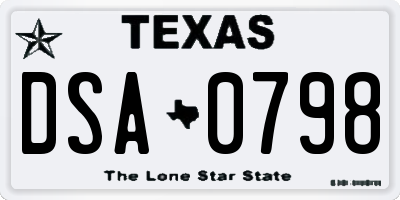TX license plate DSA0798