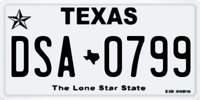 TX license plate DSA0799
