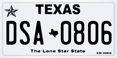 TX license plate DSA0806