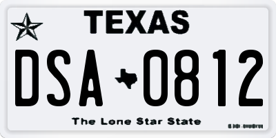 TX license plate DSA0812