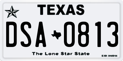 TX license plate DSA0813