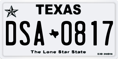 TX license plate DSA0817