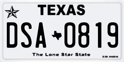 TX license plate DSA0819