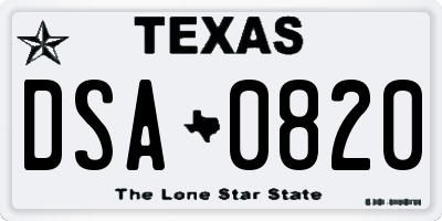 TX license plate DSA0820