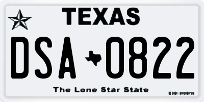 TX license plate DSA0822