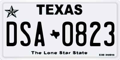 TX license plate DSA0823