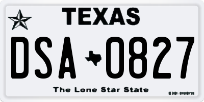 TX license plate DSA0827