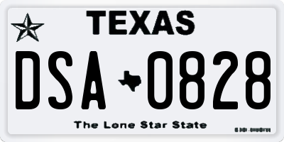 TX license plate DSA0828