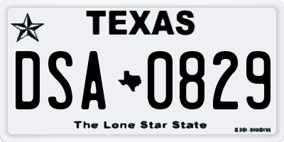 TX license plate DSA0829