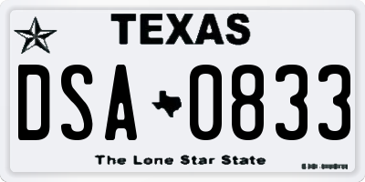 TX license plate DSA0833