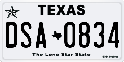TX license plate DSA0834