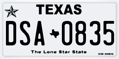 TX license plate DSA0835