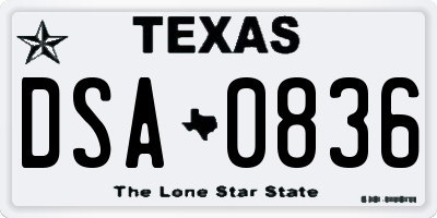 TX license plate DSA0836