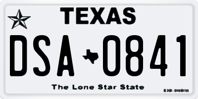 TX license plate DSA0841