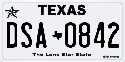 TX license plate DSA0842