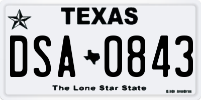 TX license plate DSA0843
