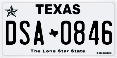 TX license plate DSA0846