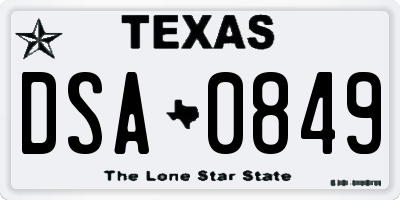 TX license plate DSA0849