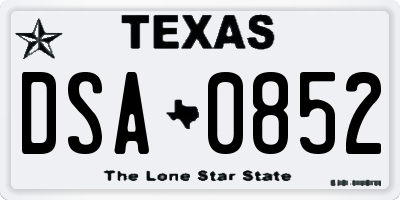 TX license plate DSA0852
