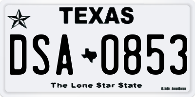 TX license plate DSA0853