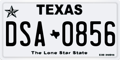 TX license plate DSA0856