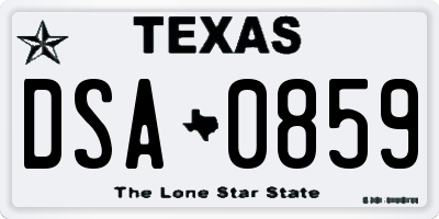 TX license plate DSA0859