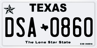 TX license plate DSA0860