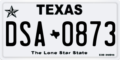 TX license plate DSA0873